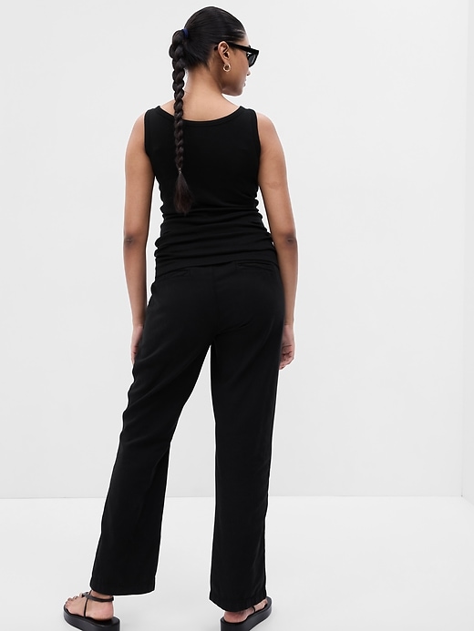 2 of 8 showing, with the color true black of product Maternity Full Panel Twill Pants