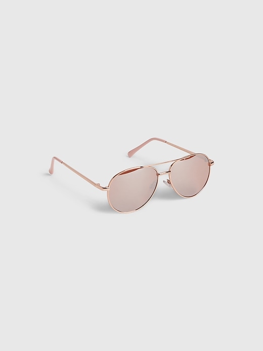 1 of 8 showing, with the color pink of product Kids Aviator Sunglasses