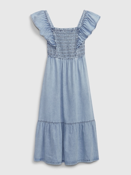 Smocked Flutter Sleeve Denim Midi Dress with Washwell | Gap