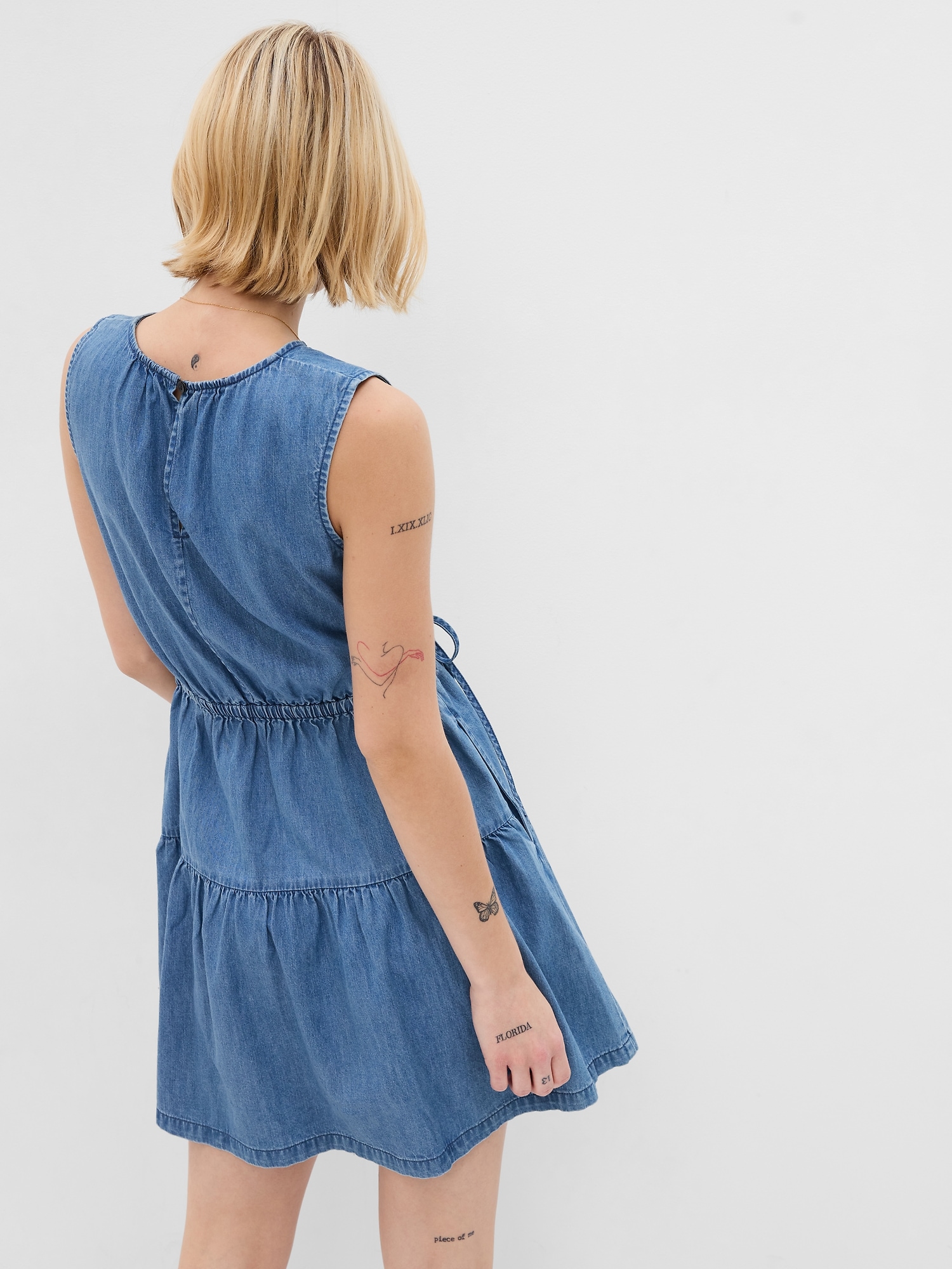 Denim Side-Tie Cutout Mini Dress with Washwell | Gap