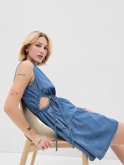 white christmas dresses Akira Say It Again Ruffled Denim Mini Dress