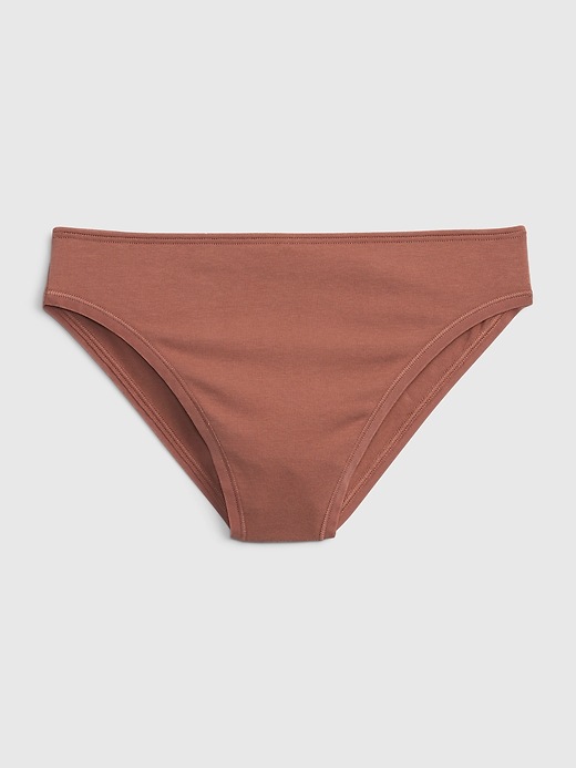 1 of 8 showing, with the color mauvey brown of product Organic Stretch Cotton Mid Rise Bikini Brief