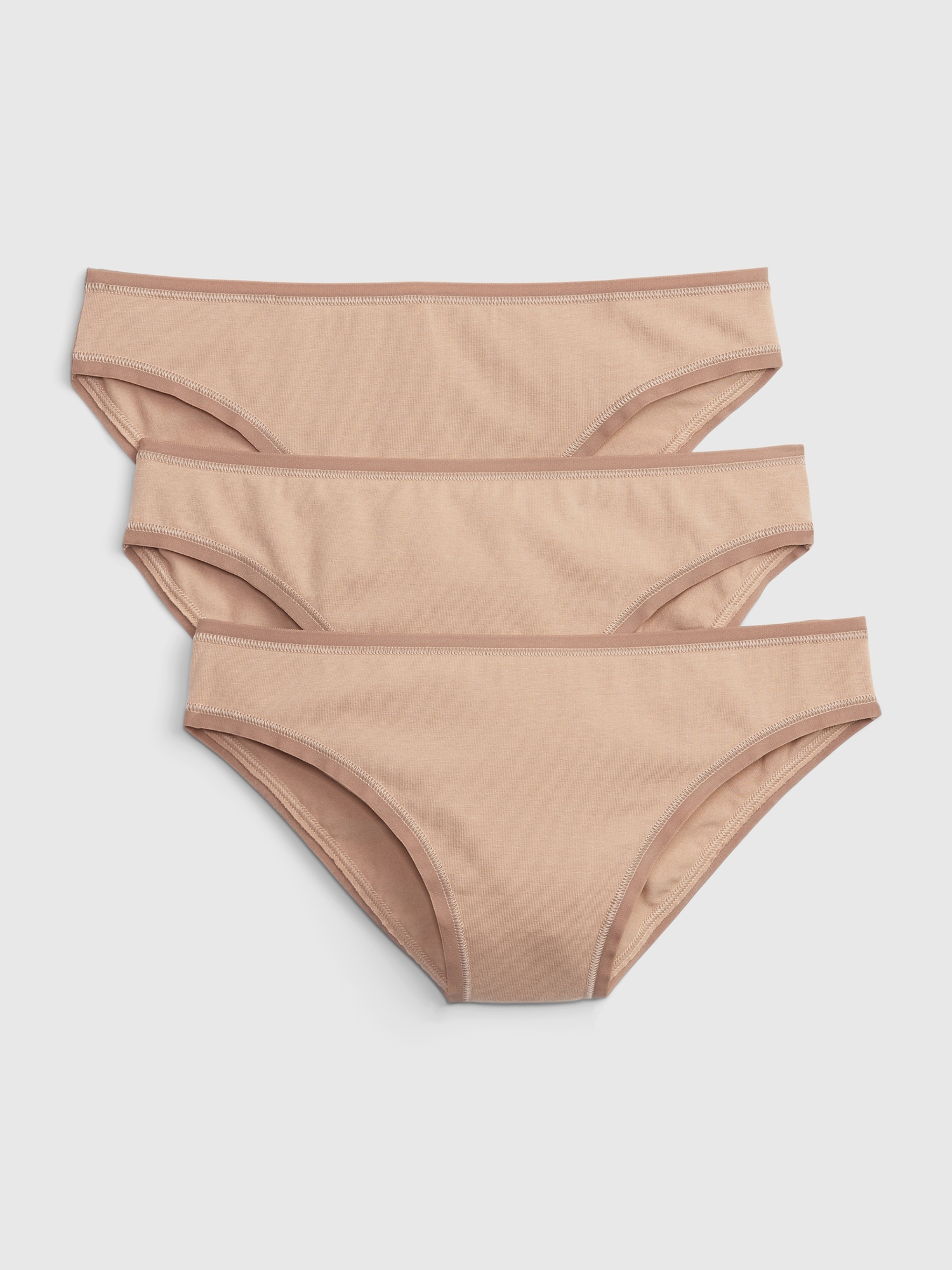 3-Pack Organic Stretch Cotton Bikini (various size in brush beige)