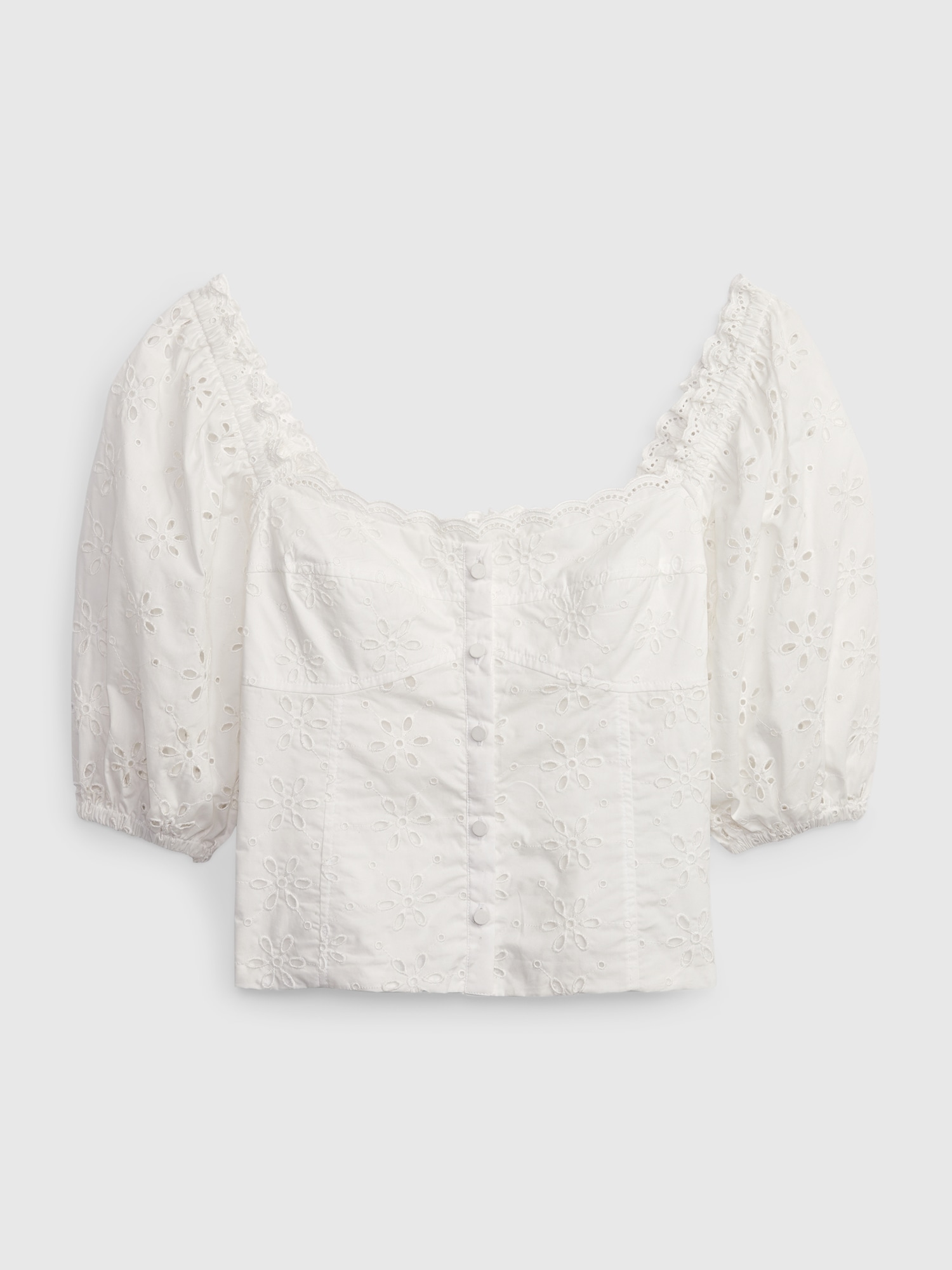 Puff Sleeve Eyelet Shirt | Gap