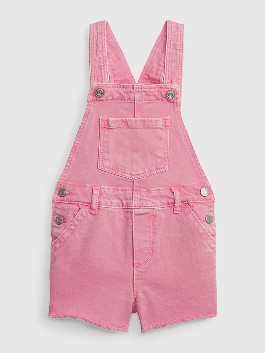 1 of 8 showing, with the color neon impulsive pink of product Toddler Denim Shortalls with Washwell
