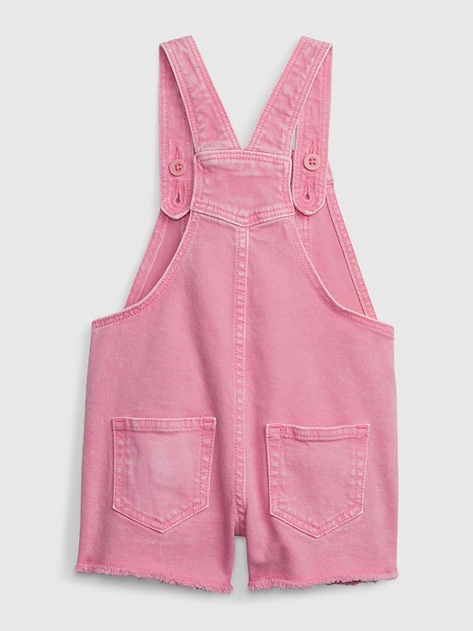 SHORT OVERALL IN PINK COLORED STRETCH DENIM, CHILD