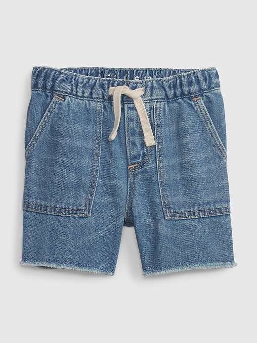 1 of 8 showing, with the color medium wash of product Baby Organic Cotton Utility Denim Shorts
