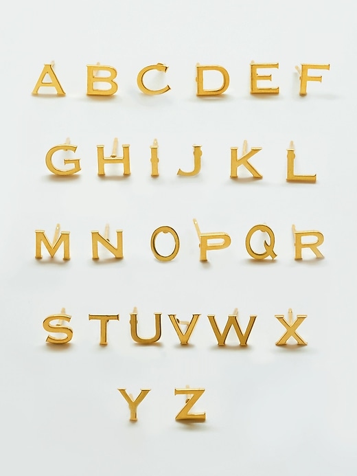 Image number 3 showing, Gold Initial Earrings