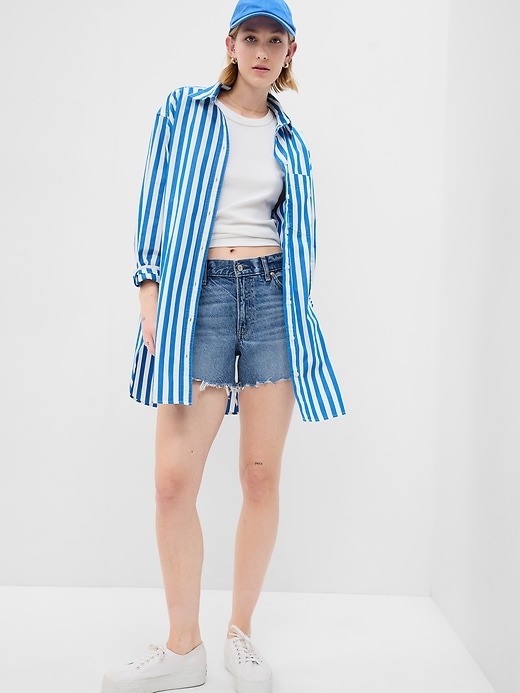 1 of 8 showing, with the color blue stripe of product Organic Cotton Weekend Tunic Shirt