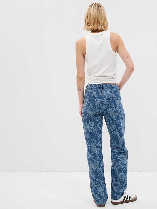 Image number 2 showing, Mid Rise Organic Cotton Floral Print '90s Loose Jeans with Washwell