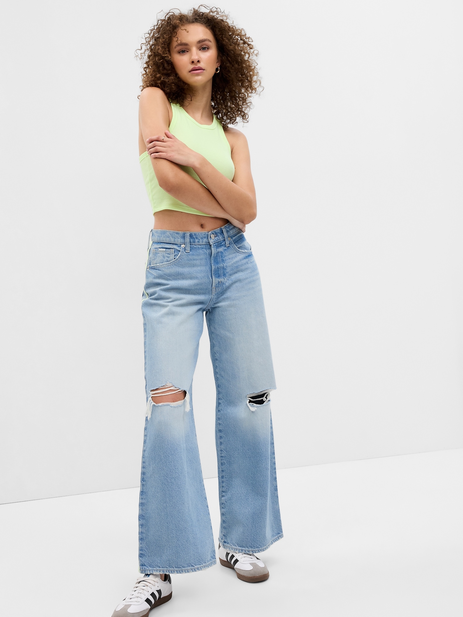 Low Rise Side Stripe Wide Baggy Jeans | Gap