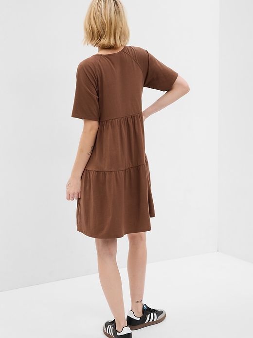 2 of 8 showing, with the color medium warm brown of product Tiered Mini Dress
