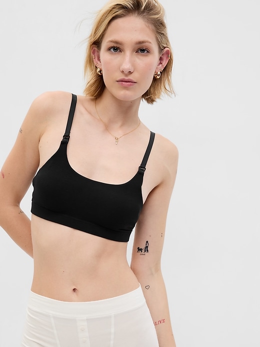 1 of 8 showing, with the color true black of product Maternity Seamless Scoop Nursing Bra