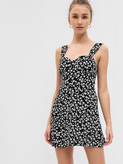 1 of 8 showing, with the color BLACK FLORAL of product Floral Mini Dress