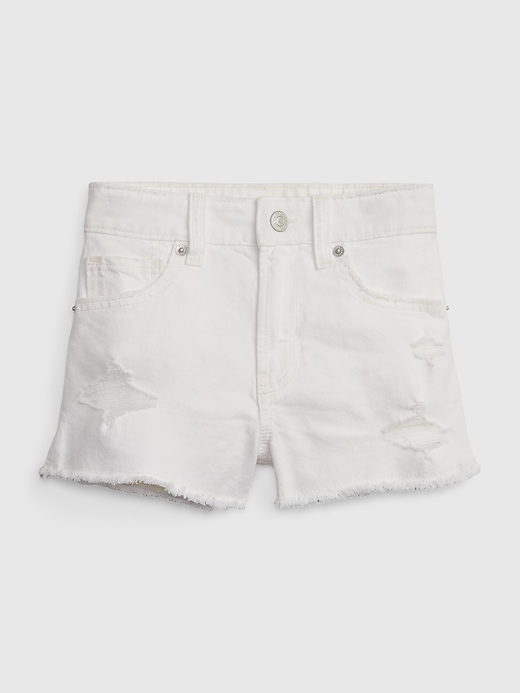 1 of 8 showing, with the color white denim of product Kids High Rise Shortie Shorts with Washwell