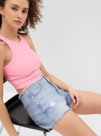 View large product image 3 of 4. 2" Sky High Rise Denim Festival Shorts