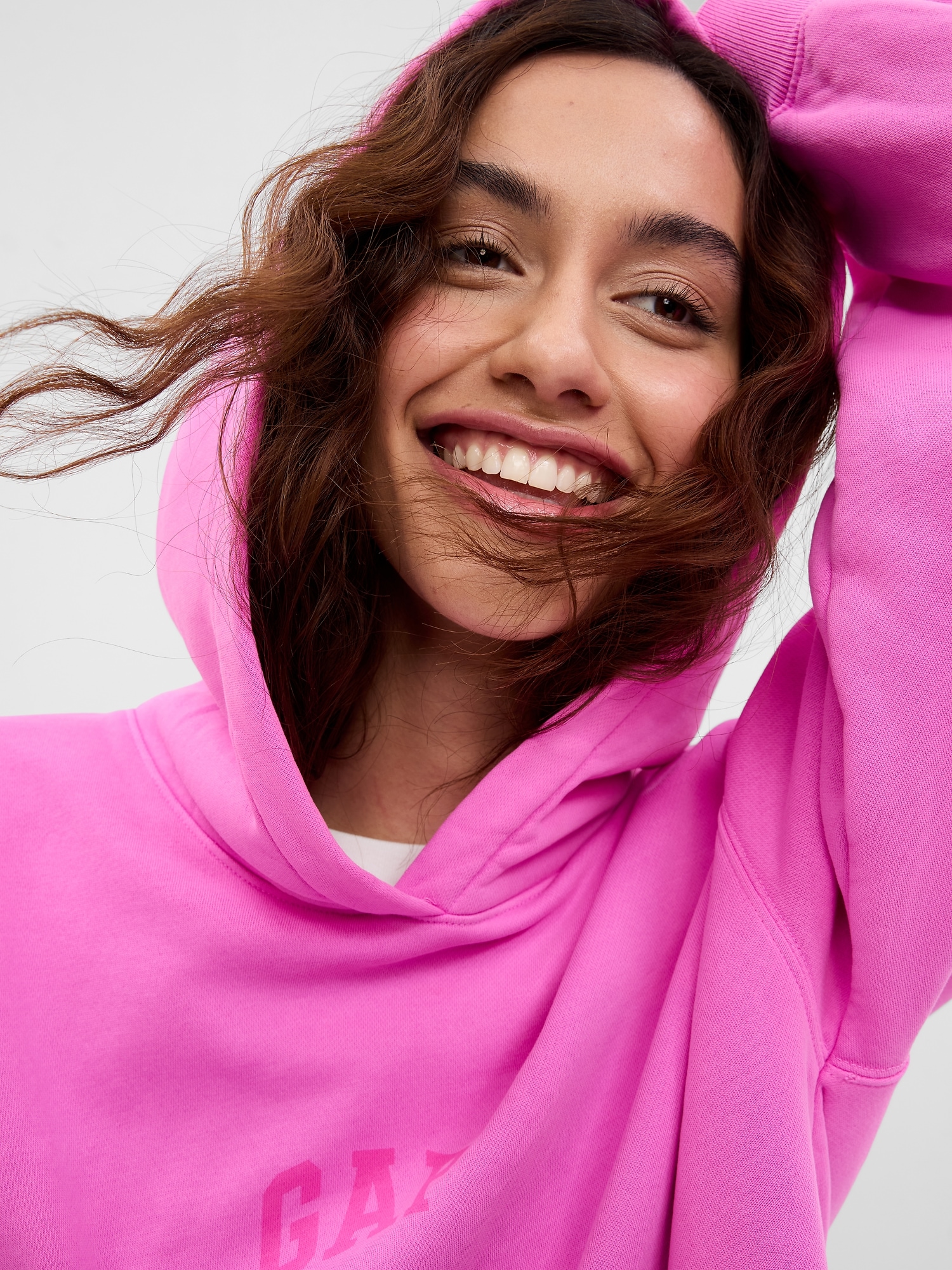 Gap Project  Vintage Soft  Logo Hoodie In Neon Impulsive Pink