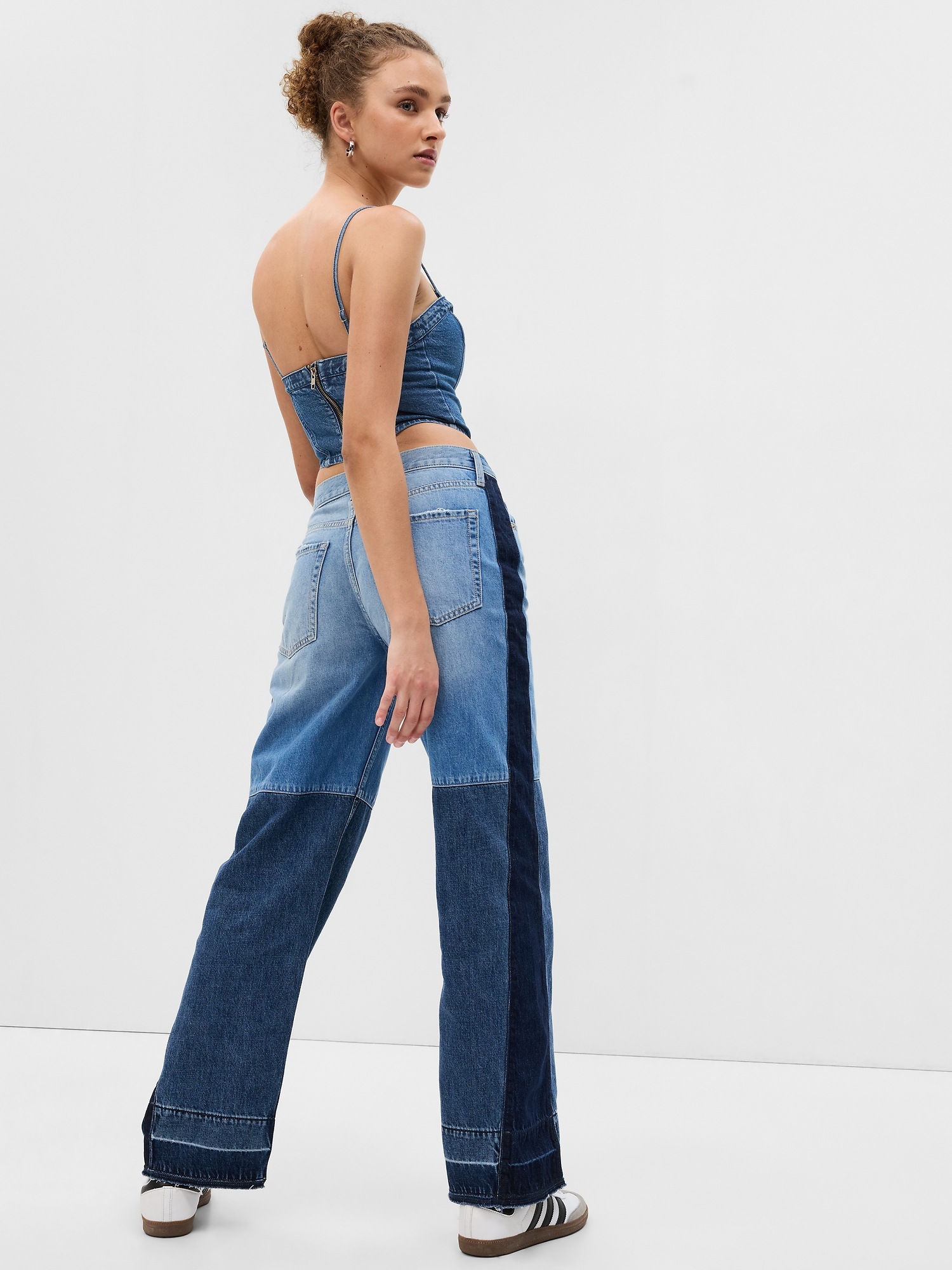 Low Rise Patchwork Baggy Jeans Gap