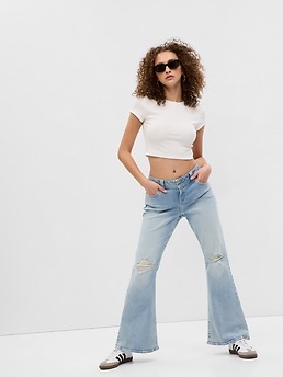 PROJECT GAP Low Rise Y2K Flare Jeans with Washwell | Gap