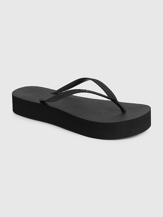 1 of 8 showing, with the color true black of product Platform Flip Flops