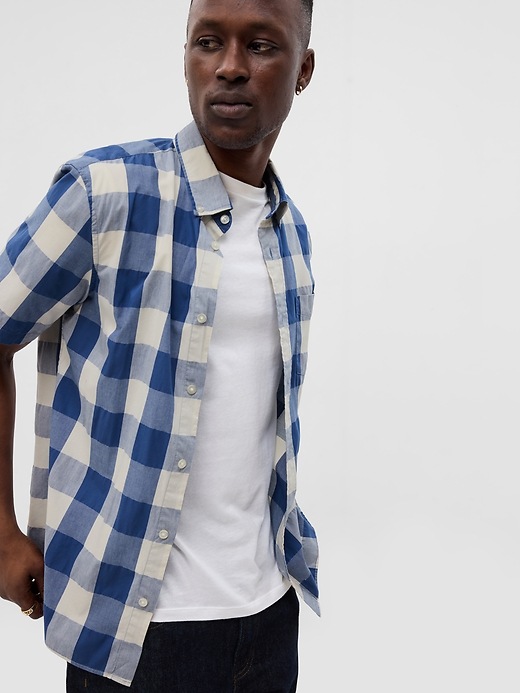 1 of 8 showing, with the color blue checker of product Vacay Shirt