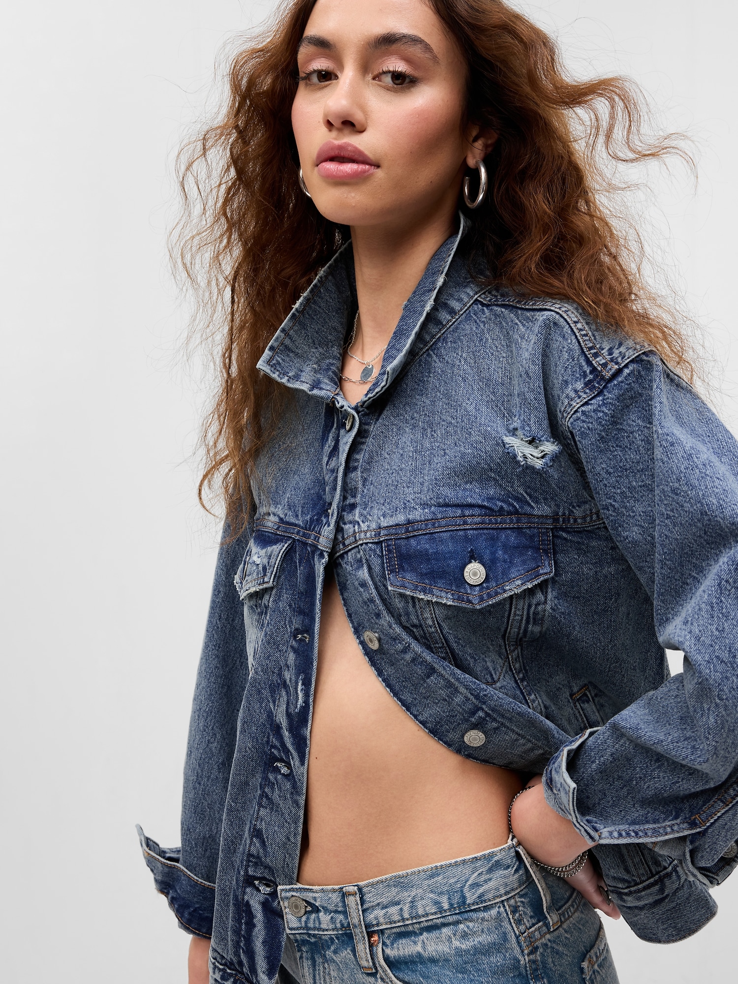 Gap PROJECT GAP Oversized Icon Denim Jacket blue. 1