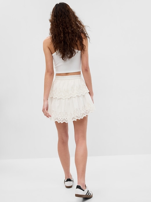 View large product image 2 of 4. PROJECT GAP 100% Organic Cotton Ruffle Eyelet Mini Skirt