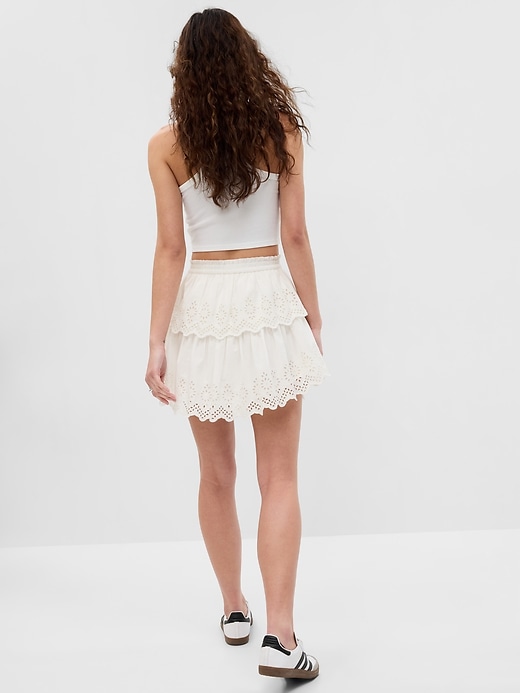 View large product image 2 of 4. Organic Cotton Ruffle Eyelet Mini Skirt