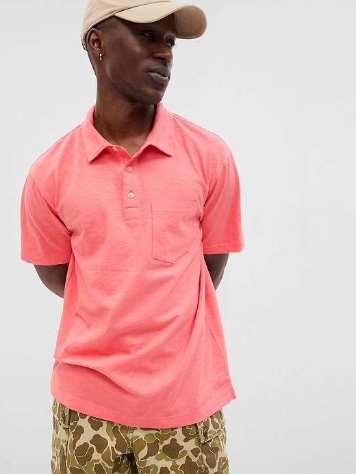 View large product image 1 of 1. Slub Pocket Polo Shirt