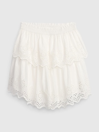 View large product image 4 of 4. PROJECT GAP 100% Organic Cotton Ruffle Eyelet Mini Skirt