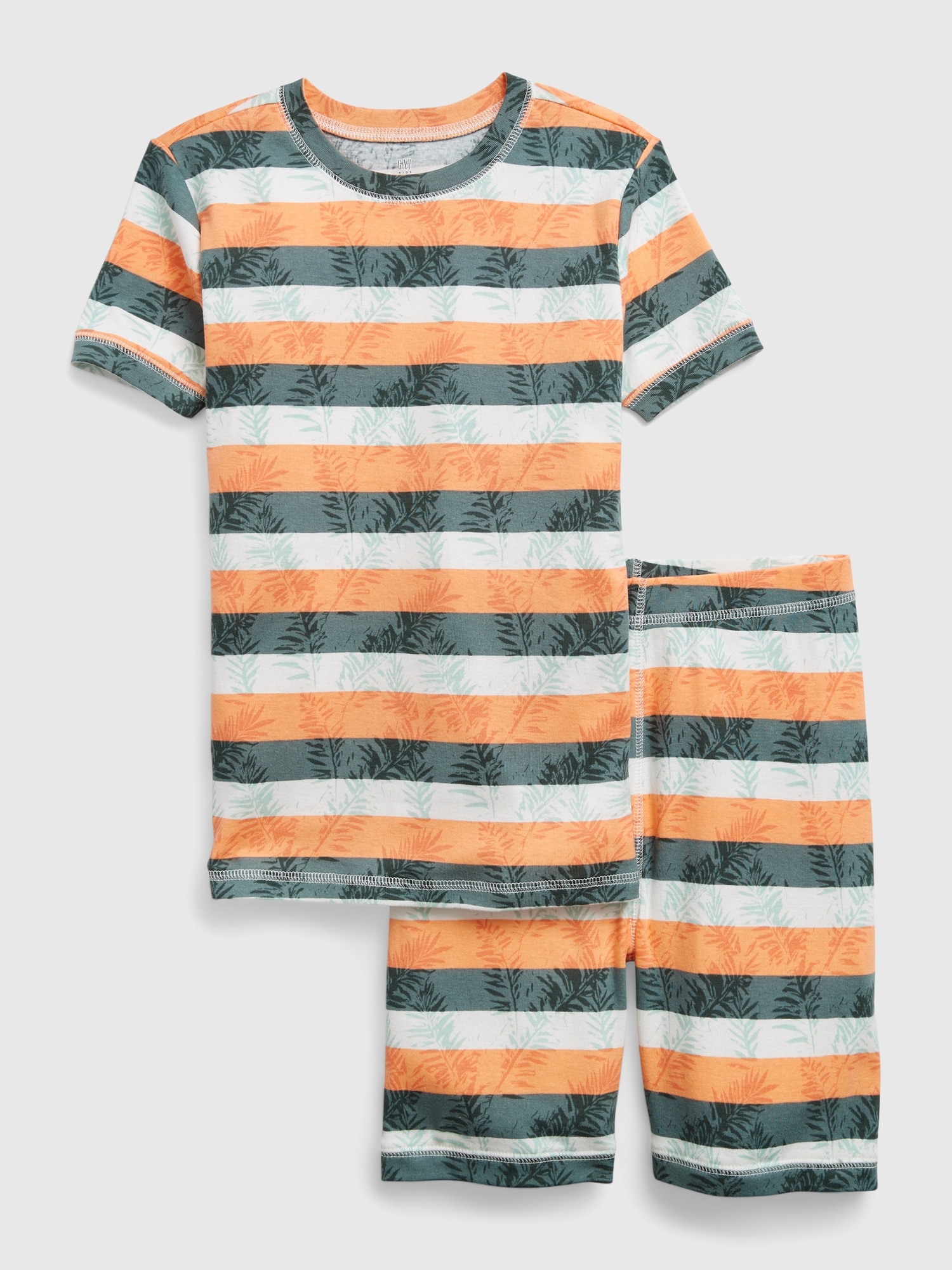 Gap Kids 100% Organic Cotton Tropical Stripe PJ Shorts Set beige. 1