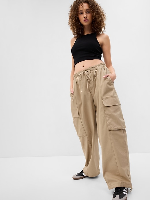 View large product image 1 of 3. Cotton Cargo Parachute Pants