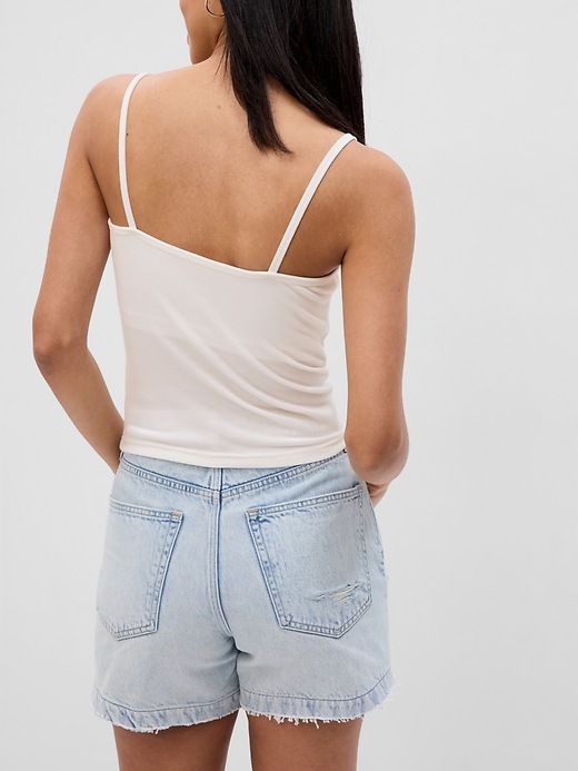 2 of 8 showing, with the color new off white of product Mini Rib Cropped Tank Top with Shelf-Bra