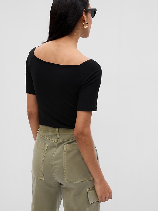 2 of 8 showing, with the color black of product Mini Rib Sweetheart T-Shirt