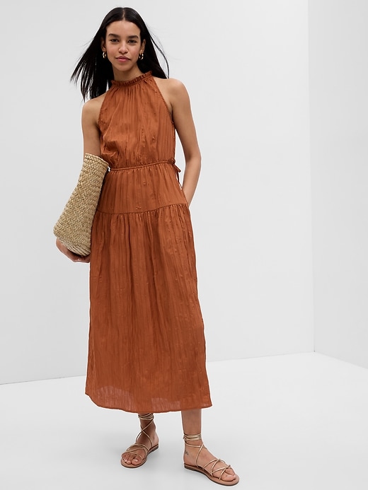 Satin High Neck Midi Dress | Gap