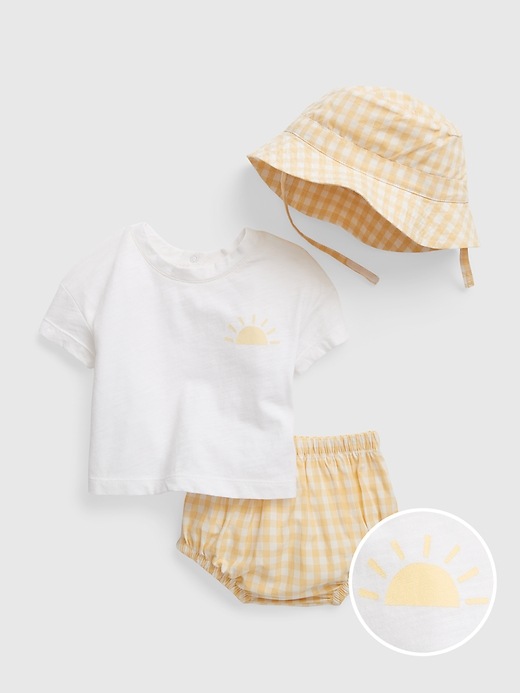 View large product image 1 of 1. Baby Gingham Three-Piece Outfit Set