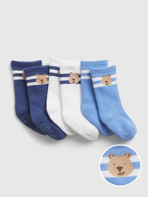 Image number 4 showing, Baby Cotton Brannan Bear Crew Socks (3-Pack)