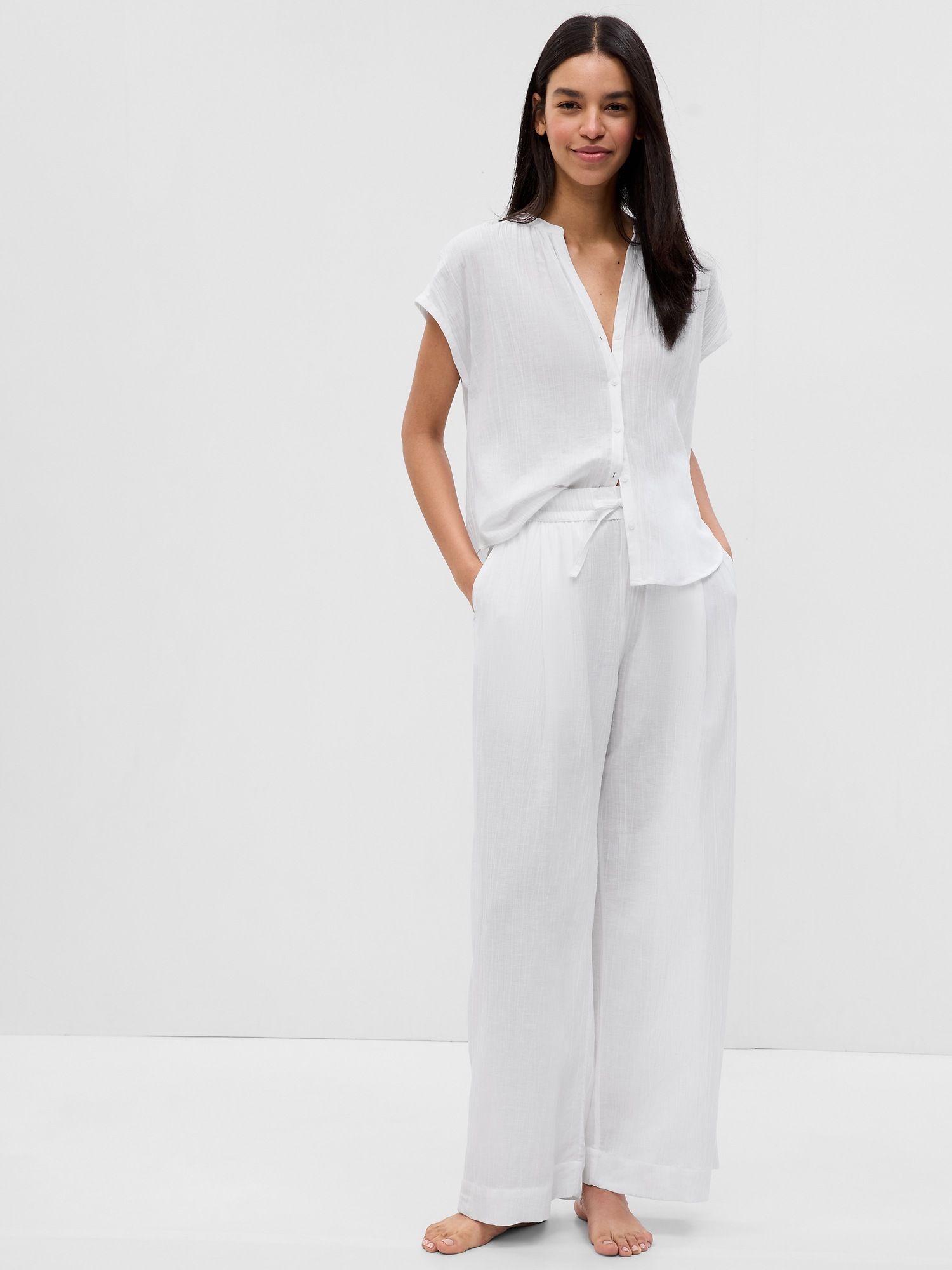 Gap Airy Wide-leg Pants In Optic White ModeSens