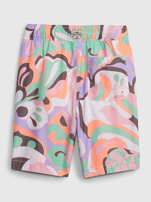 2 of 8 showing, with the color floral of product Kids Recycled Swim Trunks