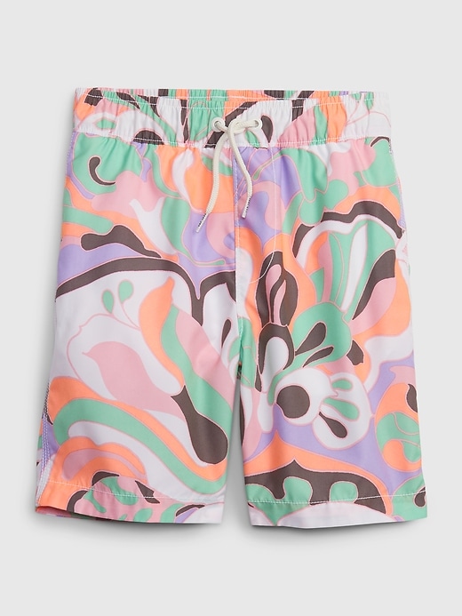 1 of 8 showing, with the color floral of product Kids Recycled Swim Trunks