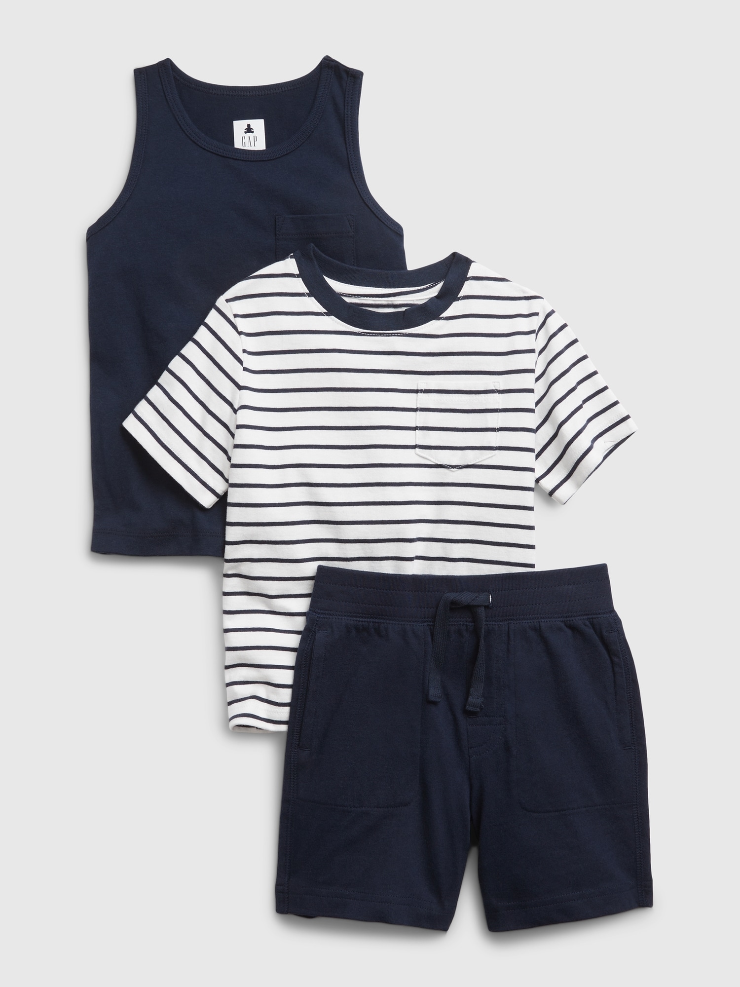 Gap Toddler 100% Organic Cotton Mix and Match Three-Piece Outfit Set blue. 1