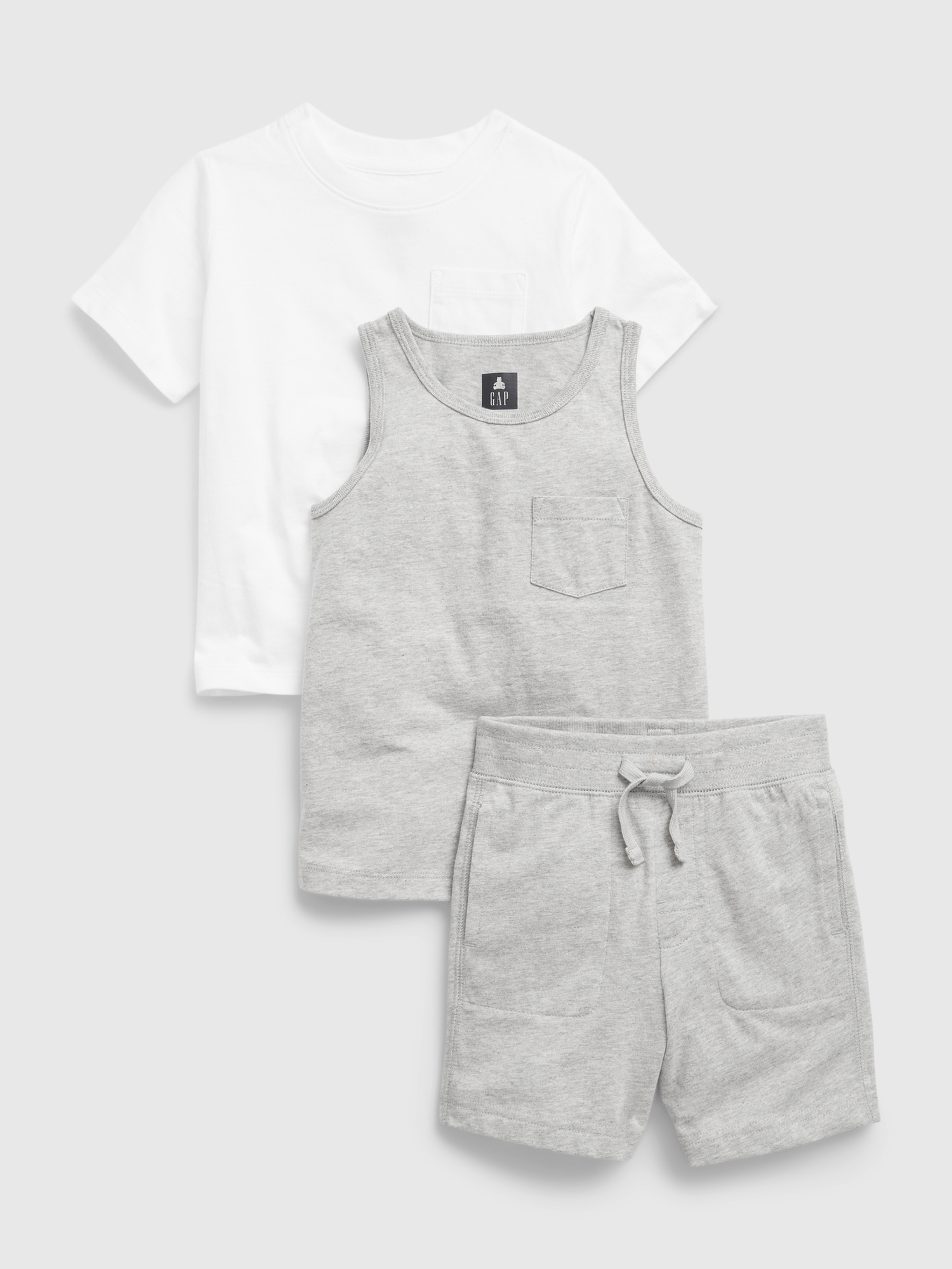 Gap Toddler 100% Organic Cotton Mix and Match Three-Piece Outfit Set gray. 1