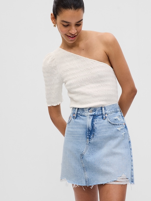 Image number 4 showing, Smocked One-Shoulder Top