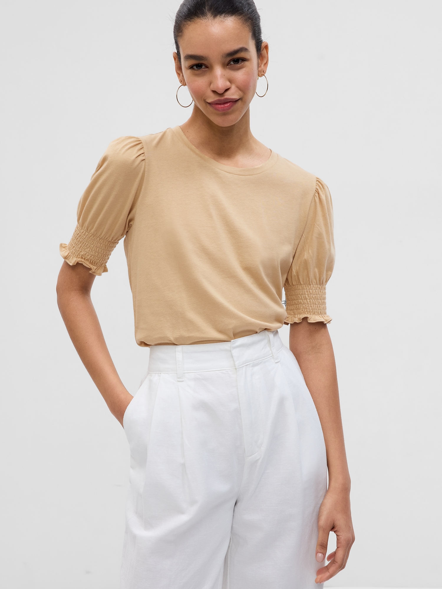 100% Organic Cotton Vintage Puff Sleeve T-Shirt