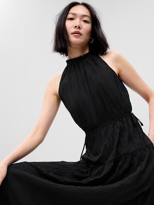 gap satin high neck midi dress Satin High-Neck Midi Dress