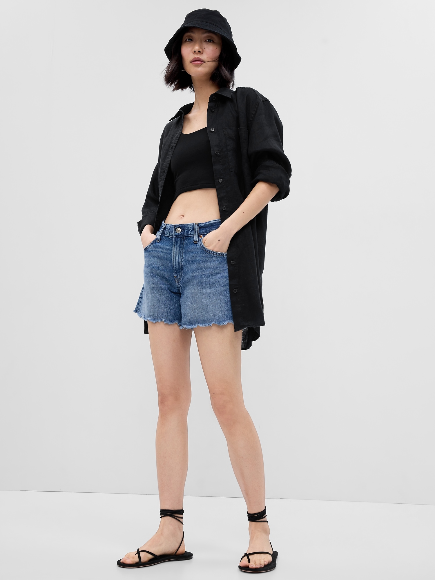 Gap Linen Weekend Tunic Shirt In Black