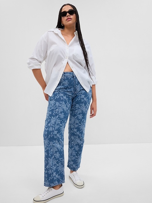 Image number 4 showing, Mid Rise Organic Cotton Floral Print '90s Loose Jeans with Washwell