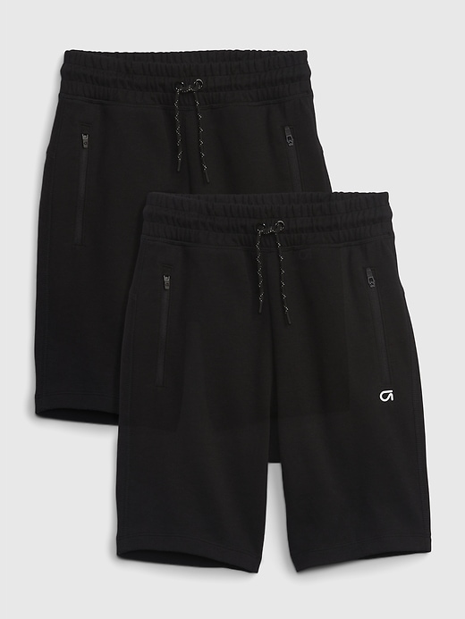 1 of 8 showing, with the color true black of product GapFit Kids Fit Tech Shorts (2-Pack)