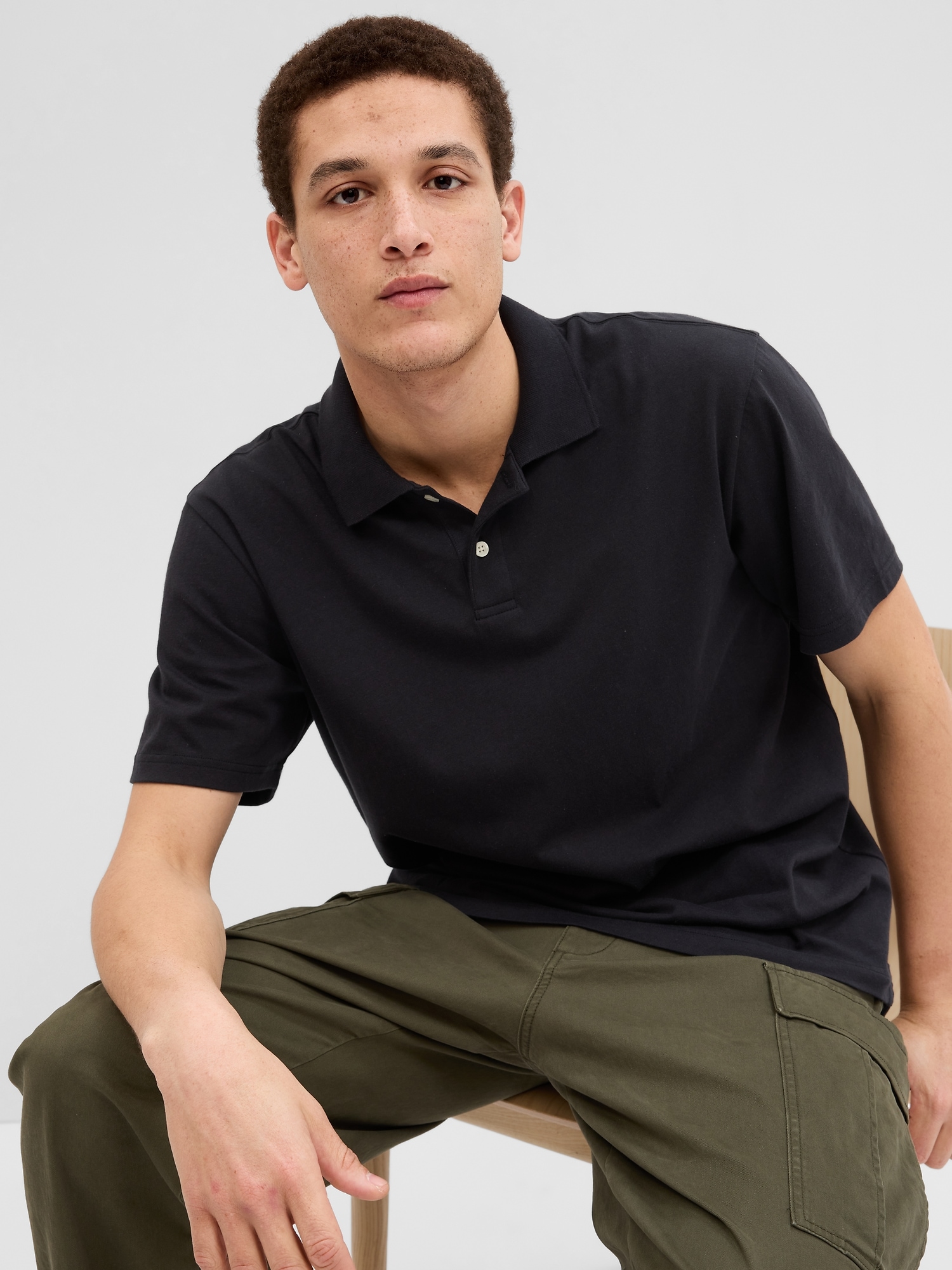 Gap Organic Cotton Polo Shirt black. 1