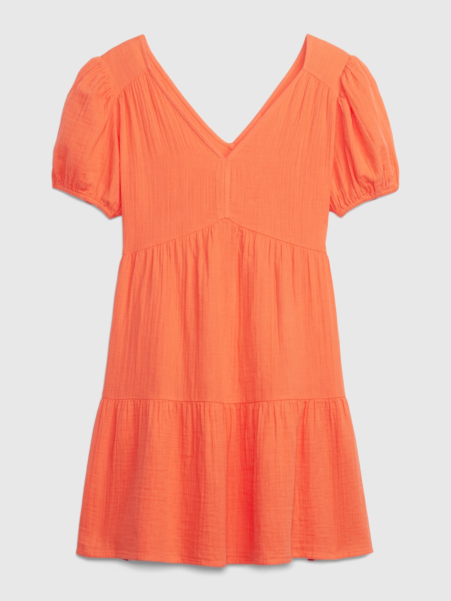 Crinkle Gauze Puff Sleeve Tiered Mini Dress Gap